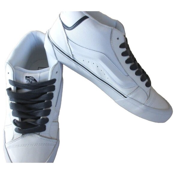 Vans Mens Knu Skool Utility Lace White Mid Suede Nylon Skate Shoes sizes NIB